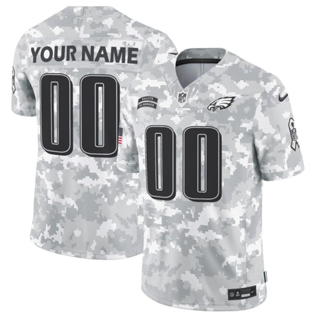 Youth Philadelphia Eagles Active Player Custom 2024 F.U.S.E Arctic Camo Salute to Service Limited Stitched Football Jersey