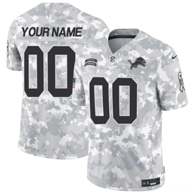 Youth Detroit Lions Active Player Custom 2024 F.U.S.E Arctic Camo Salute to Service Limited Stitched Football Jersey