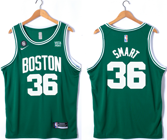 Men's Boston Celtics #36 Marcus Smart Green No.6 Patch Stitched Basketball Jersey Men's Boston Celtics #36 Marcus Smart Green No.6 Patch Stitched Basketball Jersey