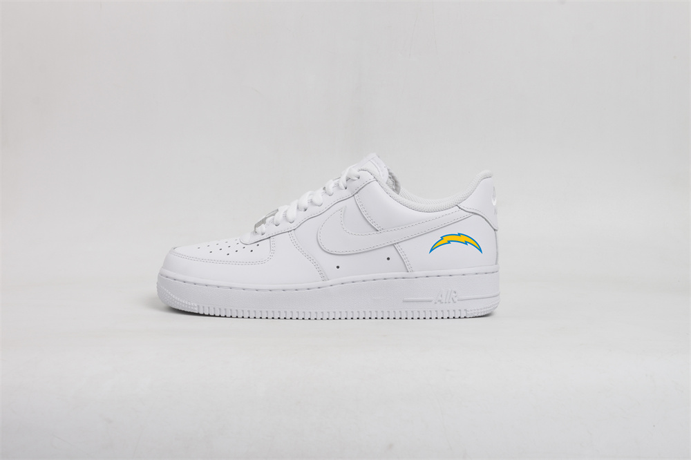 Men's Los Angeles Chargers Air Force 1 Low White Shoes 001 Men's Los Angeles Chargers Air Force 1 Low White Shoes 001