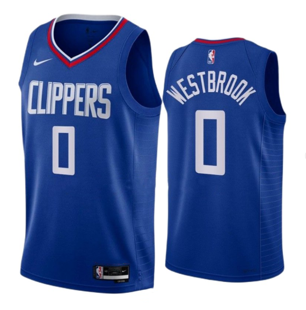 Men's Los Angeles Clippers #0 Russell Westbrook Blue Stitched Jersey Men's Los Angeles Clippers #0 Russell Westbrook Blue Stitched Jersey
