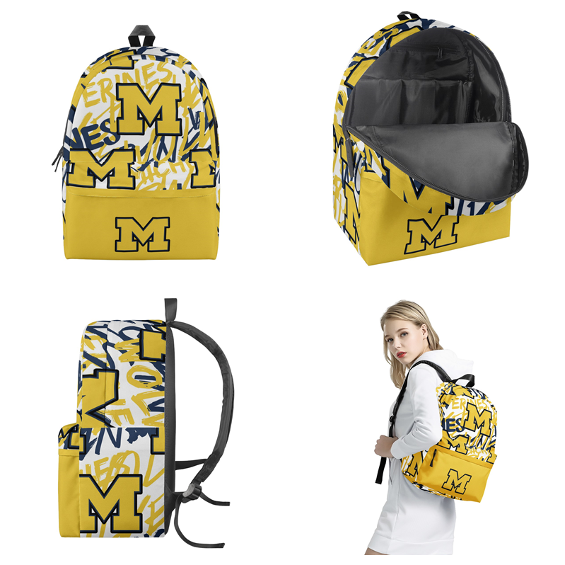 Michigan Wolverines All Over Print  Polyester Backpack 001