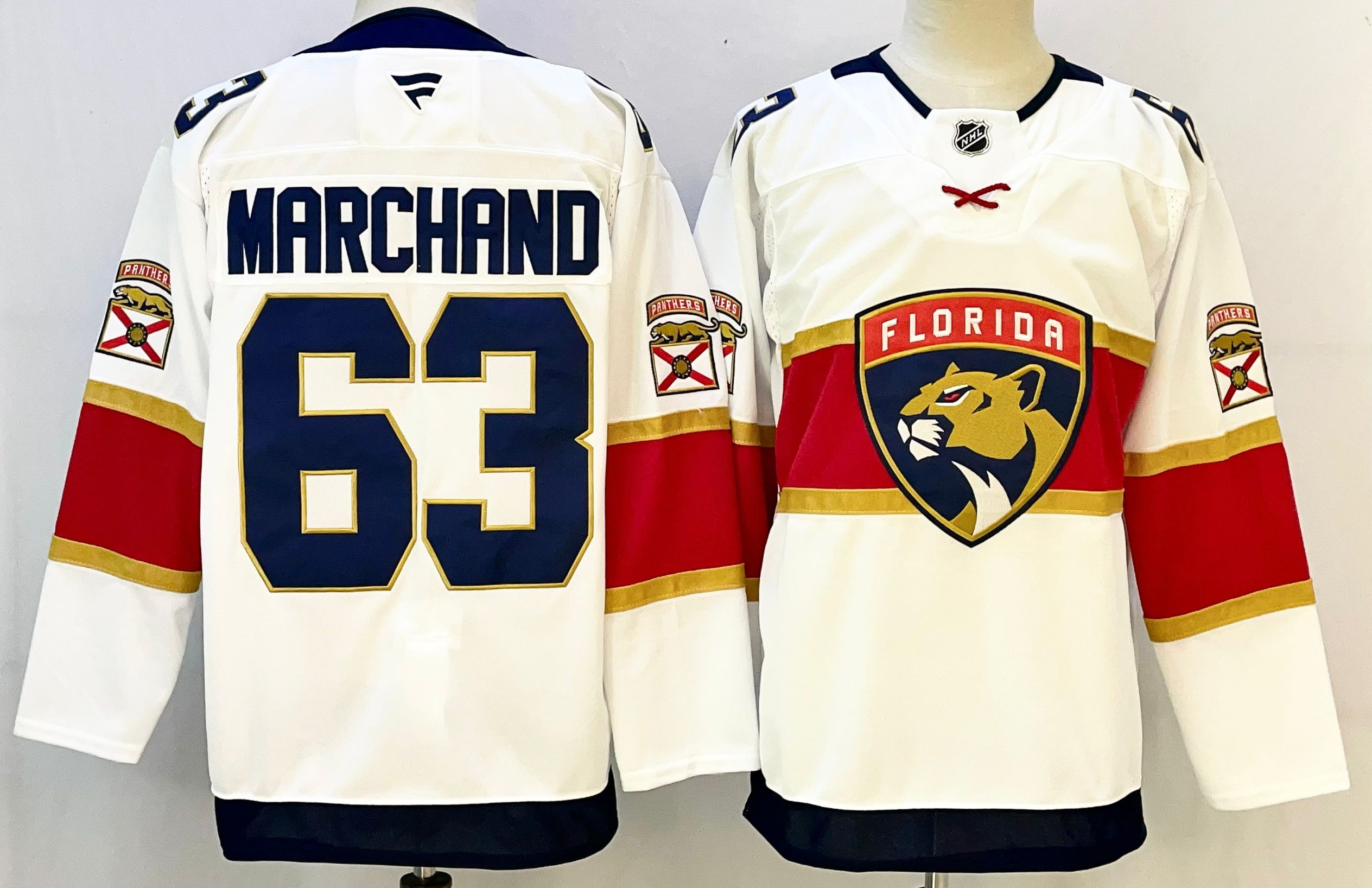 Men's Florida Panthers #63 Brad Marchand White 2024-25 Home Stitched Hockey Jersey Men's Florida Panthers #63 Brad Marchand White 2024-25 Home Stitched Hockey Jersey