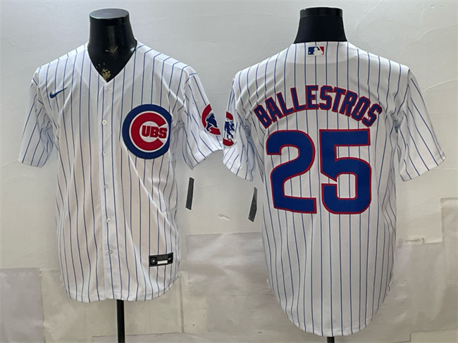 Men's Chicago Cubs #25 Moisés Ballesteros White Cool Base Stitched Baseball Jersey Men's Chicago Cubs #25 Moisés Ballesteros White Cool Base Stitched Baseball Jersey