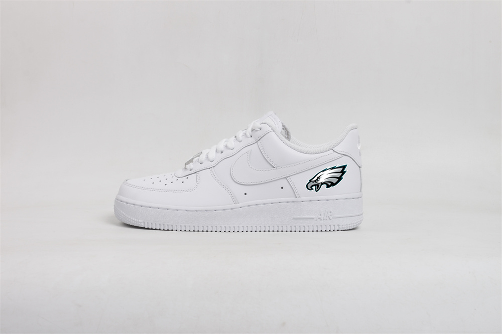 Men's Philadelphia Eagles Air Force 1 Low White Shoes 001 Men's Philadelphia Eagles Air Force 1 Low White Shoes 001
