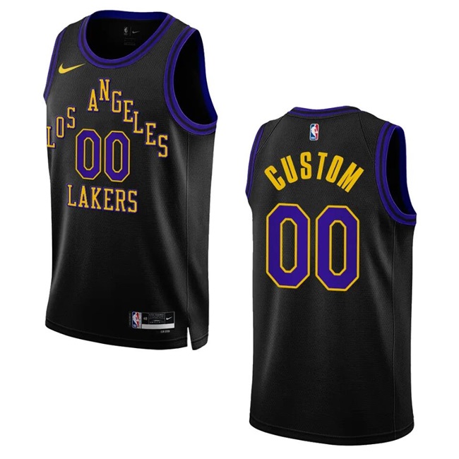 Men's Los Angeles Lakers Customized 2023/24 Black City Edition Swingman Stitched Basketball Jersey