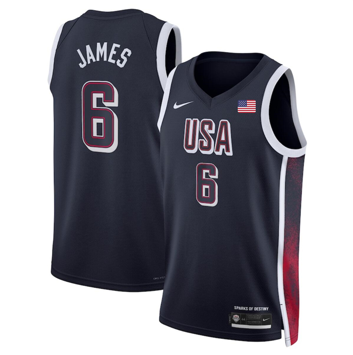 Men's USA Basketball #6 LeBron James Navy 2024 Swingman Stitched Jersey Men's USA Basketball #6 LeBron James Navy 2024 Swingman Stitched Jersey