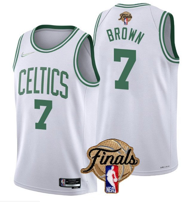 Men's Boston Celtics #7 Jaylen Brown 2022 White NBA Finals Stitched Jersey Men's Boston Celtics #7 Jaylen Brown 2022 White NBA Finals Stitched Jersey