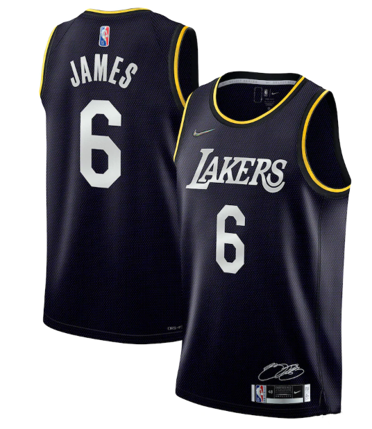 Men's Los Angeles Lakers 2022 Black 75th Anniversary Select Series MVP Swingman Jersey Men's Los Angeles Lakers 2022 Black 75th Anniversary Select Series MVP Swingman Jersey