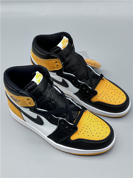 Men's Running Weapon Air Jordan 1 White/Yellow/Black Shoes 0211 Men's Running Weapon Air Jordan 1 White/Yellow/Black Shoes 0211