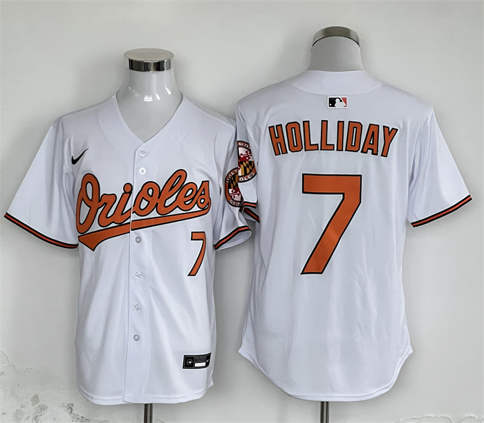 Men's Baltimore Orioles #7 Jackson Holliday White 2024 Limited Cool Base Stitched Baseball Jersey Men's Baltimore Orioles #7 Jackson Holliday White 2024 Limited Cool Base Stitched Baseball Jersey