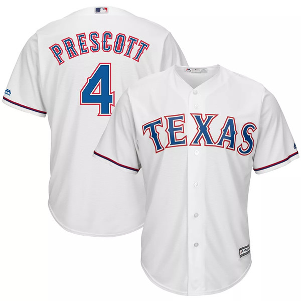 Women's Texas Rangers #4 Dak Prescott White Cool Base Stitched Jersey(Run Small) Women's Texas Rangers #4 Dak Prescott White Cool Base Stitched Jersey(Run Small)