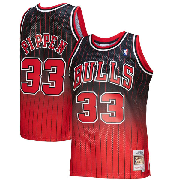 Men's Chicago Bulls #33 Scottie Pippen Red/Balck Mitchell & Ness Throwback Stitched Jersey Men's Chicago Bulls #33 Scottie Pippen Red/Balck Mitchell & Ness Throwback Stitched Jersey