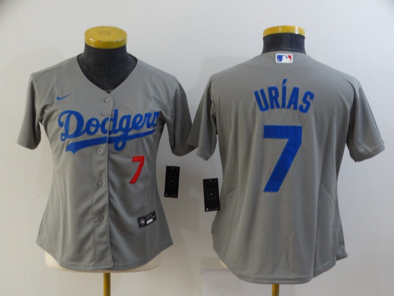 Women's Los Angeles Dodgers #7 Julio Urias Grey Cool Base Stitched Baseball Jersey(Run Small) Women's Los Angeles Dodgers #7 Julio Urias Grey Cool Base Stitched Baseball Jersey(Run Small)
