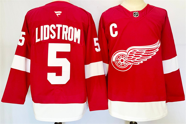 Men's Detroit Red Wings #5 Nicklas Lidström Red 2024-25 Stitched Jersey Men's Detroit Red Wings #5 Nicklas Lidström Red 2024-25 Stitched Jersey