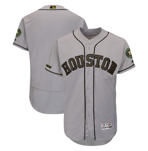 Men's Houston Astros Customized Gray Memorial Day Flex Base Stitched Baseball Jersey Men's Houston Astros Customized Gray Memorial Day Flex Base Stitched Baseball Jersey
