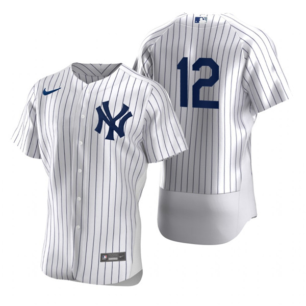 Men's New York Yankees #12 Isiah Kiner-Falefa White Flex Base Stitched Jersey Men's New York Yankees #12 Isiah Kiner-Falefa White Flex Base Stitched Jersey