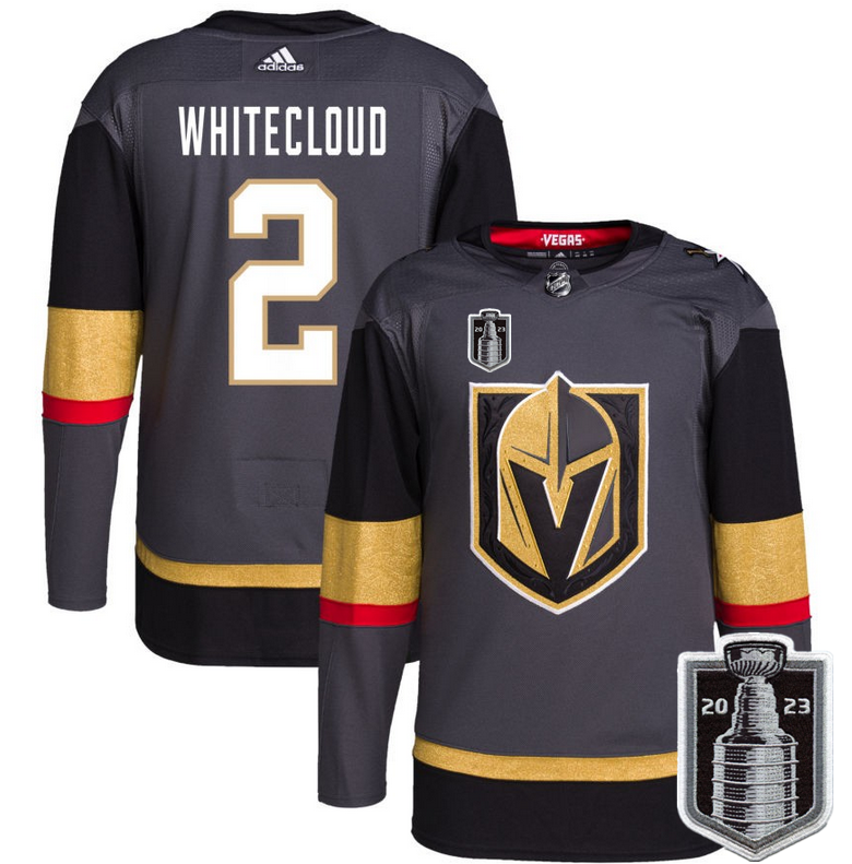 Men's Vegas Golden Knights #2 Zach Whitecloud Gray 2023 Stanley Cup Final Stitched Jersey Men's Vegas Golden Knights #2 Zach Whitecloud Gray 2023 Stanley Cup Final Stitched Jersey