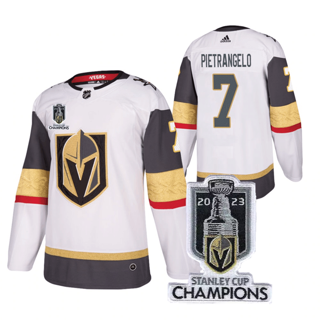 Men's Vegas Golden Knights #7 Alex Pietrangelo White 2023 Stanley Cup Champions Stitched Jersey Men's Vegas Golden Knights #7 Alex Pietrangelo White 2023 Stanley Cup Champions Stitched Jersey