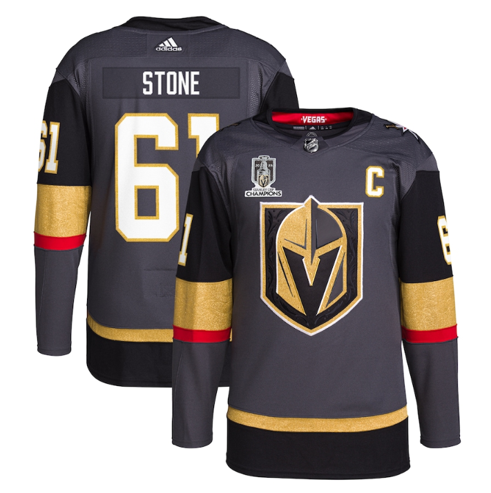 Men's Vegas Golden Knights #61 Mark Stone Gray 2023 Stanley Cup Champions Stitched Jersey Men's Vegas Golden Knights #61 Mark Stone Gray 2023 Stanley Cup Champions Stitched Jersey