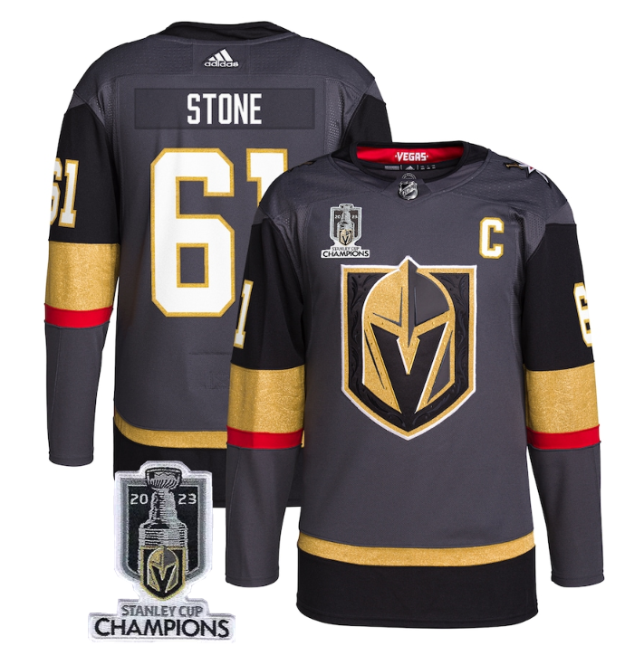 Men's Vegas Golden Knights #61 Mark Stone Grey 2023 Stanley Cup Champions Stitched Jersey Men's Vegas Golden Knights #61 Mark Stone Grey 2023 Stanley Cup Champions Stitched Jersey