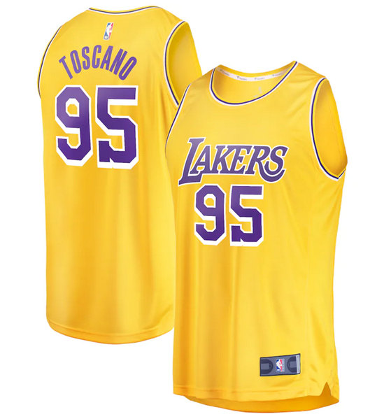 Men's Los Angeles Lakers #95 Juan Toscano-Anderson Gold Icon Edition Stitched Basketball Jersey Men's Los Angeles Lakers #95 Juan Toscano-Anderson Gold Icon Edition Stitched Basketball Jersey