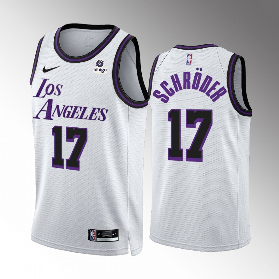 Men's Los Angeles Lakers #17 Dennis Schroder White City Edition Stitched Basketball Jersey Men's Los Angeles Lakers #17 Dennis Schroder White City Edition Stitched Basketball Jersey