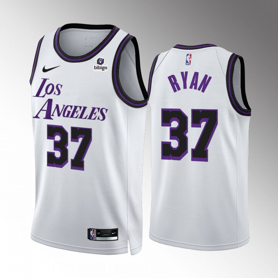 Men's Los Angeles Lakers #37 Matt Ryan White City Edition Stitched Basketball Jersey Men's Los Angeles Lakers #37 Matt Ryan White City Edition Stitched Basketball Jersey