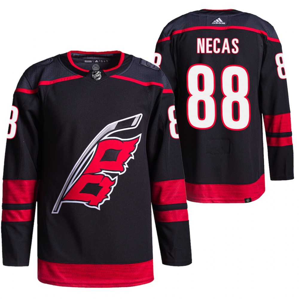 Men's Carolina Hurricanes #88 Martin Necas Black Red Stadium Series Breakaway Stitched Jersey