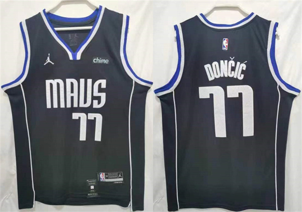 Men's Dallas Mavericks #77 Luka Doncic Black Stitched Jersey Men's Dallas Mavericks #77 Luka Doncic Black Stitched Jersey