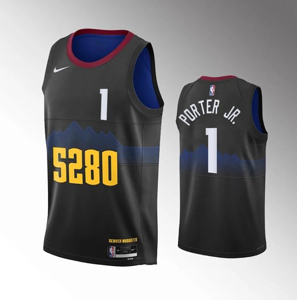 Men's Denver Nuggets #1 Michael Porter Jr. Black City Edition Stitched Jersey Men's Denver Nuggets #1 Michael Porter Jr. Black City Edition Stitched Jersey