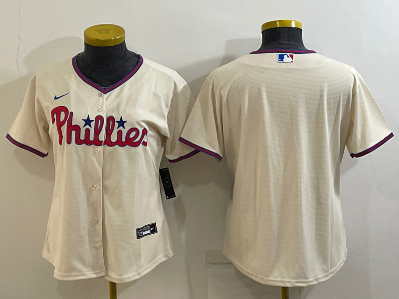 Women's Philadelphia Phillies Blank Cream Cool Base Stitched Baseball Jersey(Run Small) Women's Philadelphia Phillies Blank Cream Cool Base Stitched Baseball Jersey(Run Small)