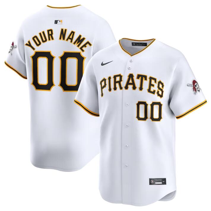 Men's Pittsburgh Pirates Customized White Home Limited Stitched Baseball Jersey Men's Pittsburgh Pirates Customized White Home Limited Stitched Baseball Jersey