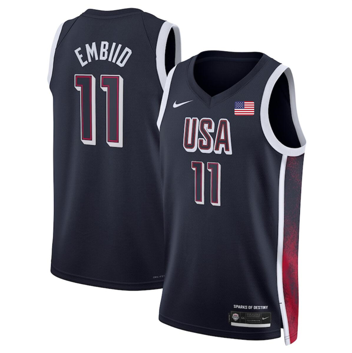 Men's USA Basketball #11 Joel Embiid Navy 2024 Swingman Stitched Jersey Men's USA Basketball #11 Joel Embiid Navy 2024 Swingman Stitched Jersey