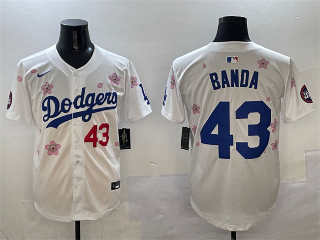 Men's Los Angeles Dodgers #43 Anthony Banda White 2025 Tokyo Series Limited Stitched Baseball Jersey Men's Los Angeles Dodgers #43 Anthony Banda White 2025 Tokyo Series Limited Stitched Baseball Jersey