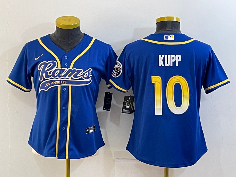Youth Los Angeles Rams #10 Cooper Kupp Royal With Patch Cool Base Stitched Baseball Jersey Youth Los Angeles Rams #10 Cooper Kupp Royal With Patch Cool Base Stitched Baseball Jersey