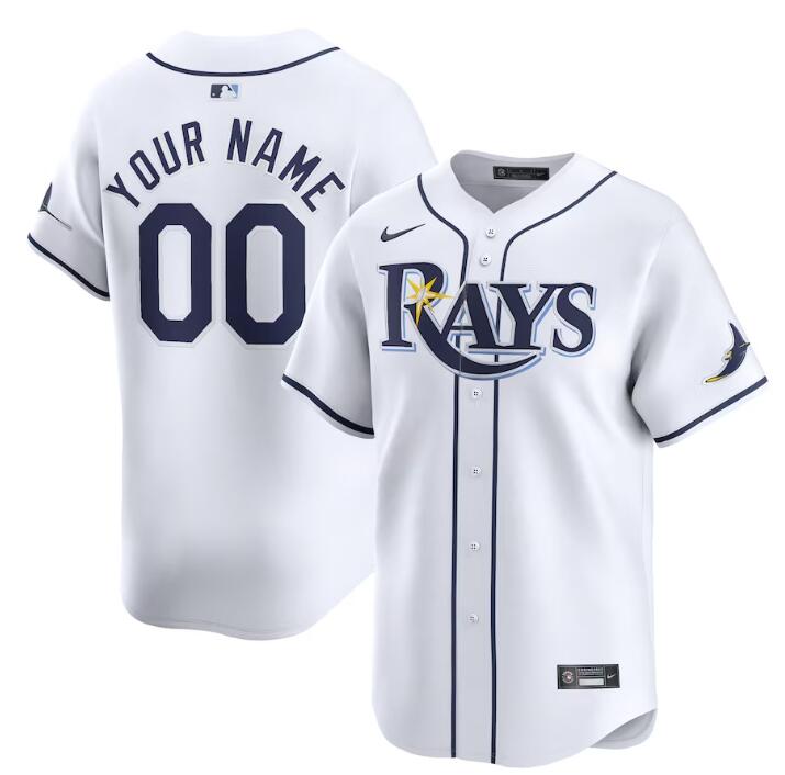 Men's Tampa Bay Rays Customized White Home Limited Stitched Baseball Jersey Men's Tampa Bay Rays Customized White Home Limited Stitched Baseball Jersey