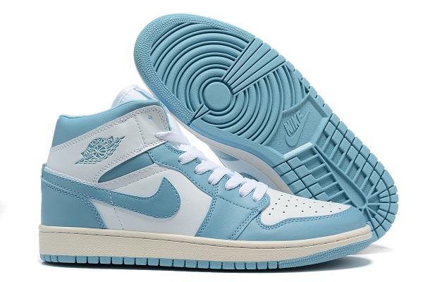 Women's Running Weapon Air Jordan 1 White/Blue Shoes 0166