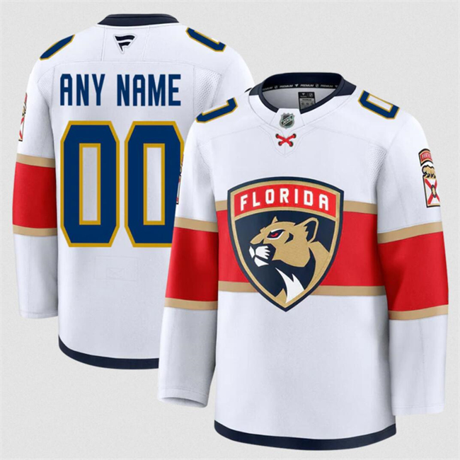Men's Florida Panthers ACTIVE PLAYER Custom White 2024-25 Away Stitched Hockey Jersey Men's Florida Panthers ACTIVE PLAYER Custom White 2024-25 Away Stitched Hockey Jersey