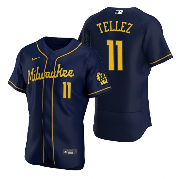 Men's Milwaukee Brewers Active Player Custom Navy Flex Base Stitched MLB Jersey Men's Milwaukee Brewers Active Player Custom Navy Flex Base Stitched MLB Jersey