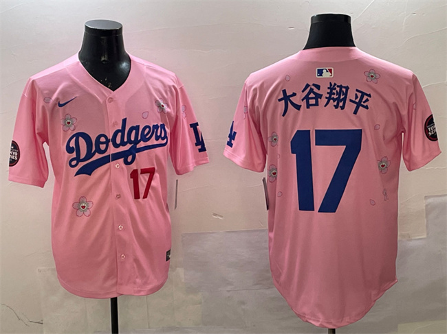 Men's Los Angeles Dodgers #17 大谷翔平 Pink 2025 Tokyo Series Limited Stitched Baseball Jersey Men's Los Angeles Dodgers #17 大谷翔平 Pink 2025 Tokyo Series Limited Stitched Baseball Jersey