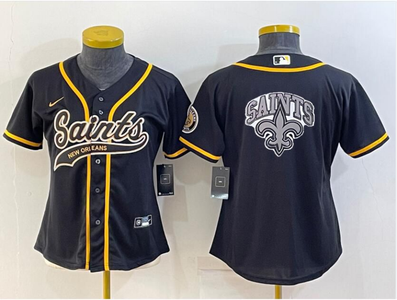 Youth New Orleans Saints Black Team Big Logo With Patch Cool Base Stitched Baseball Jersey Youth New Orleans Saints Black Team Big Logo With Patch Cool Base Stitched Baseball Jersey