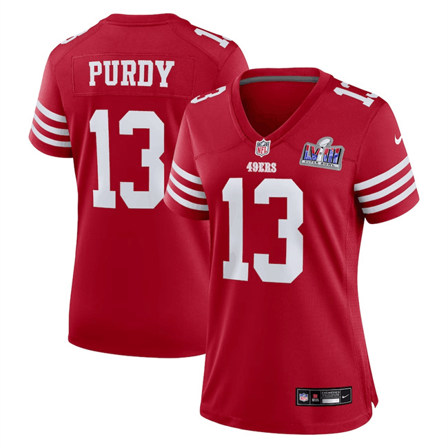 Women's San Francisco 49ers #13 Brock Purdy Red Super Bowl LVIII Patch Stitched Jersey(Run Small) Women's San Francisco 49ers #13 Brock Purdy Red Super Bowl LVIII Patch Stitched Jersey(Run Small)