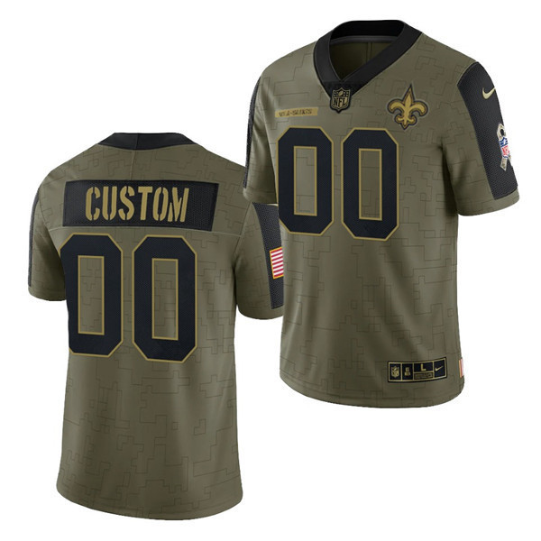 Youth New Orleans Saints Active Player Custom 2021 Olive Salute To Service Limited Stitched Jersey