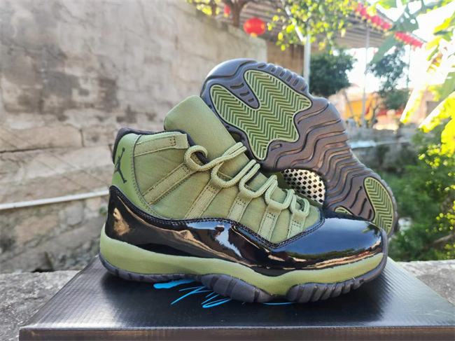 Men's Running weapon Air Jordan 11 Green/Black Shoes 083
