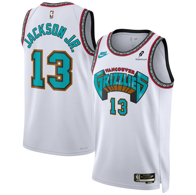 Men's Memphis Grizzlies #13 Jaren Jackson Jr. White 2024/25 Classic Edition Swingman Stitched Basketball Jersey Men's Memphis Grizzlies #13 Jaren Jackson Jr. White 2024/25 Classic Edition Swingman Stitched Basketball Jersey