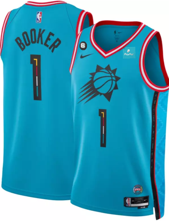 Men's Phoenix Suns Active Player Custom Blue 2022-23 City Edition With NO.6 Patch Stitched Basketball Jersey