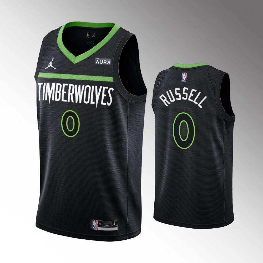 Men's Minnesota Timberwolves #0 D'Angelo Russell Black Statement Edition Stitched Jersey Men's Minnesota Timberwolves #0 D'Angelo Russell Black Statement Edition Stitched Jersey