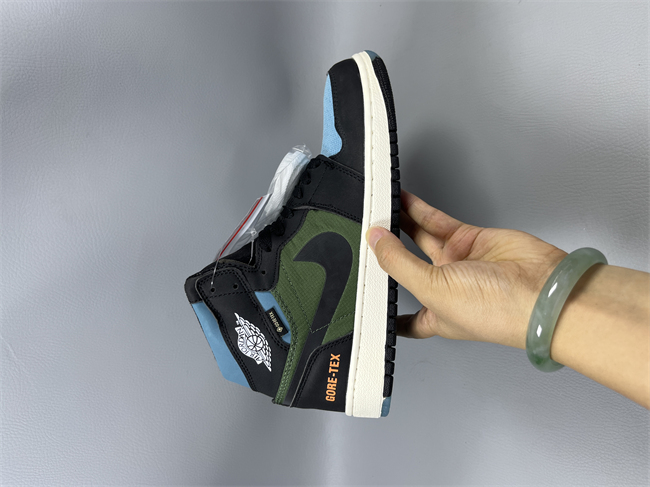 Men's Running Weapon Air Jordan 1 Black/Green/Blue Shoes 0653