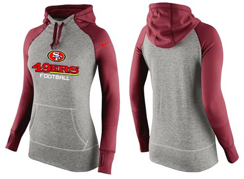 Women's Nike San Francisco 49ers Performance Hoodie Grey & Red_1